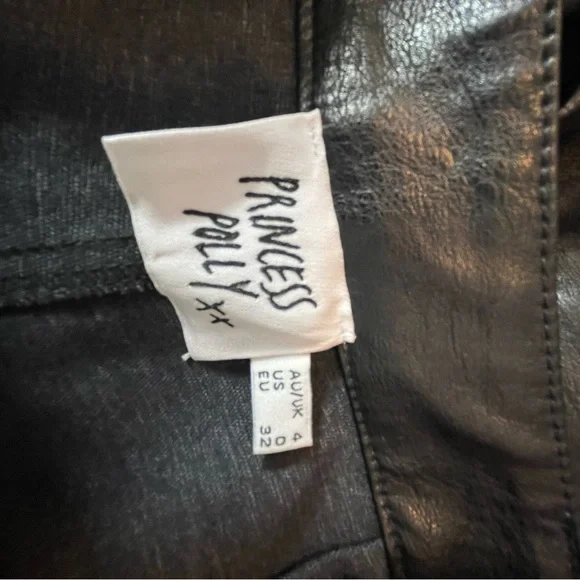 Princess Polly Black Vegan Leather Macey Straight Leg Pants - Picture 6 of 6